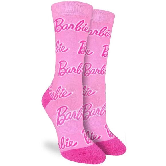 Good Luck Sock Accessories - Barbie Logo Women's Socks, Pink, Adult Shoe Size 5-9
